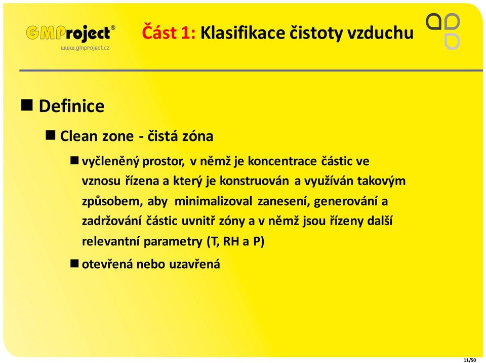 takovým způsobem, aby minimalizoval zanesení, generování a zadržování částic uvnitř zóny