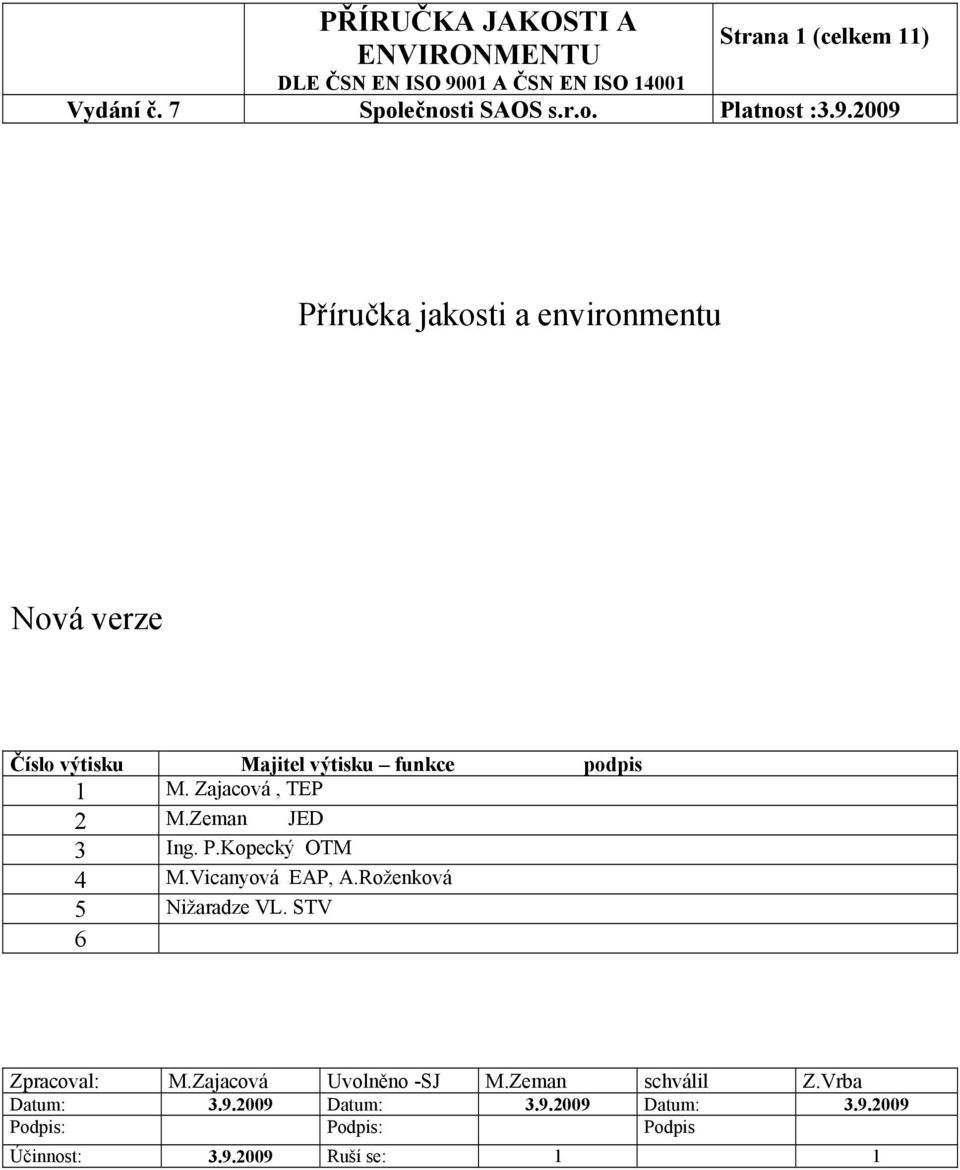 Roženková 5 Nižaradze VL. STV 6 Zpracoval: M.Zajacová Uvolněno -SJ M.Zeman schválil Z.