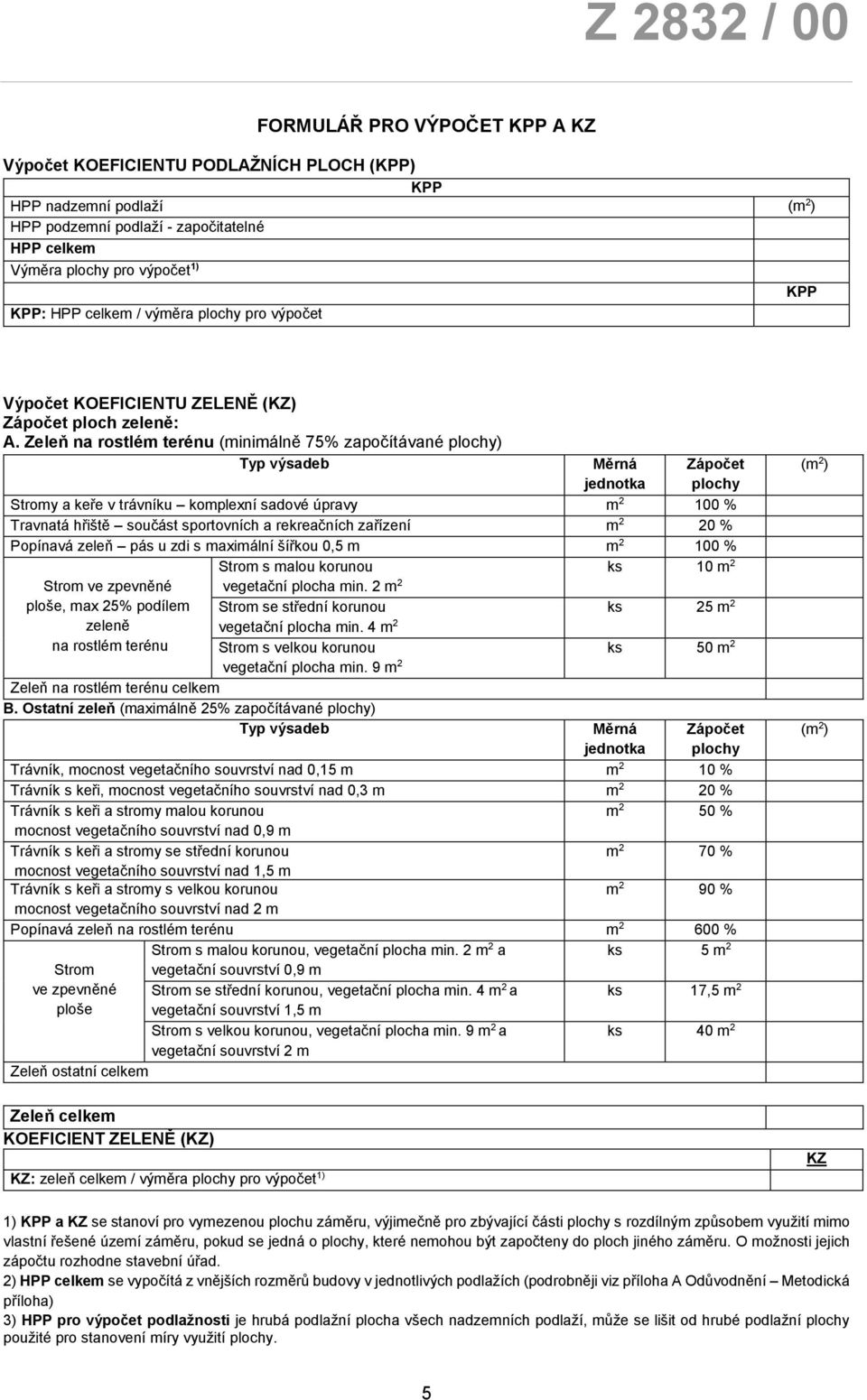 Zeleň na rostlém terénu (minimálně 75% započítávané plochy) Typ výsadeb Měrná jednotka Zápočet plochy Stromy a keře v trávníku komplexní sadové úpravy m 2 100 % Travnatá hřiště součást sportovních a