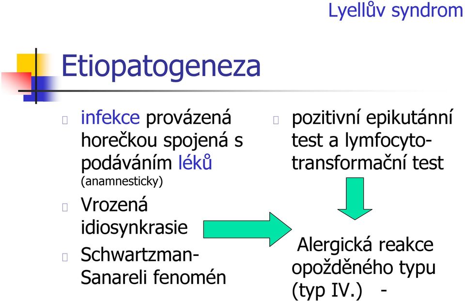 Schwartzman- Sanareli fenomén pozitivní epikutánní test a