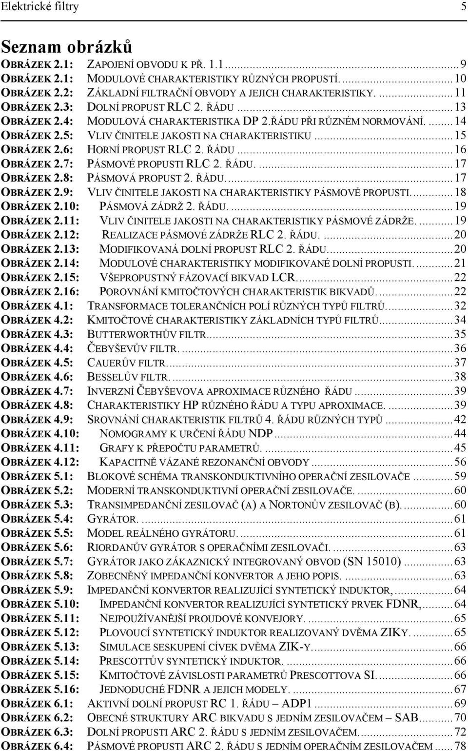 7: PÁSMOVÉ PROPUSTI RLC. ŘÁDU....7 OBRÁZEK.8: PÁSMOVÁ PROPUST. ŘÁDU...7 OBRÁZEK.9: VLIV ČINITELE JAKOSTI NA CHARAKTERISTIKY PÁSMOVÉ PROPUSTI...8 OBRÁZEK.: PÁSMOVÁ ZÁDRŽ. ŘÁDU....9 OBRÁZEK.