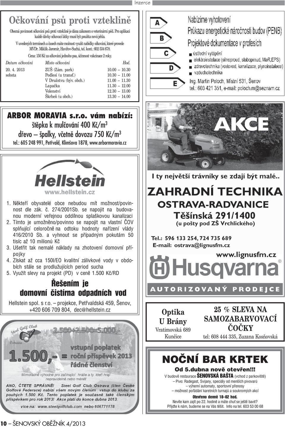 Cena: 150 Kè za oèkování jednoho psa, úèinnost vakcinace 2 roky. Datum oèkování Místo oèkování Hod. 20. 4. 2013 ZUŠ (Zám. park) 10.00 10.30 sobota Podlesí (u transf.) 10.30 11.00 V Družstvu (býv.