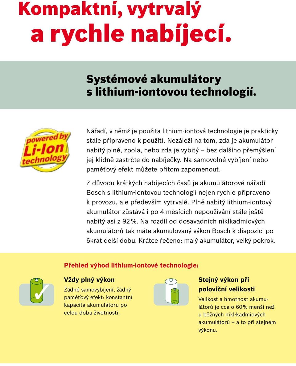 100 % 60 min 80 % 30 min 333 g Technické vybavení 18V nabíječky: `` 1 hodinová lithium-iontová nabíječka s inteligentním rozpoznáváním plného stavu nabití akumulátoru `` Pro všechny lithium-iontové