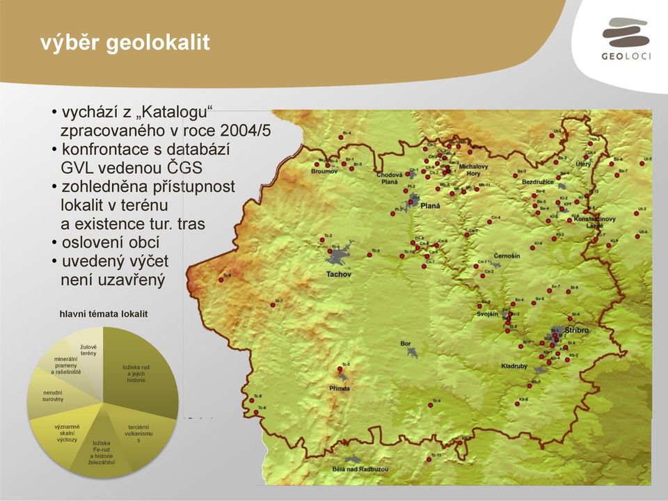 tras oslovení obcí uvedený výčet není uzavřený hlavní témata lokalit žulové terény minerální prameny