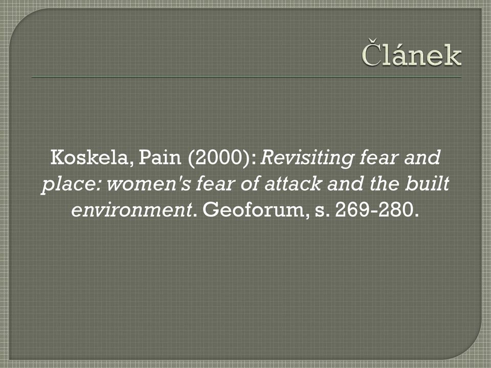 women's fear of attack and
