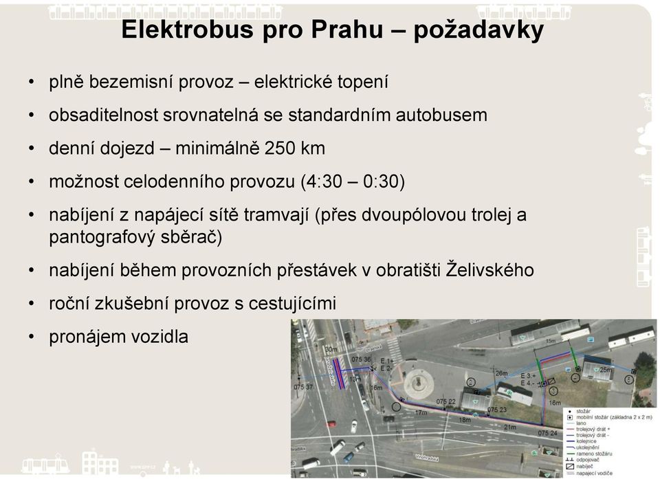 nabíjení z napájecí sítě tramvají (přes dvoupólovou trolej a pantografový sběrač) nabíjení během