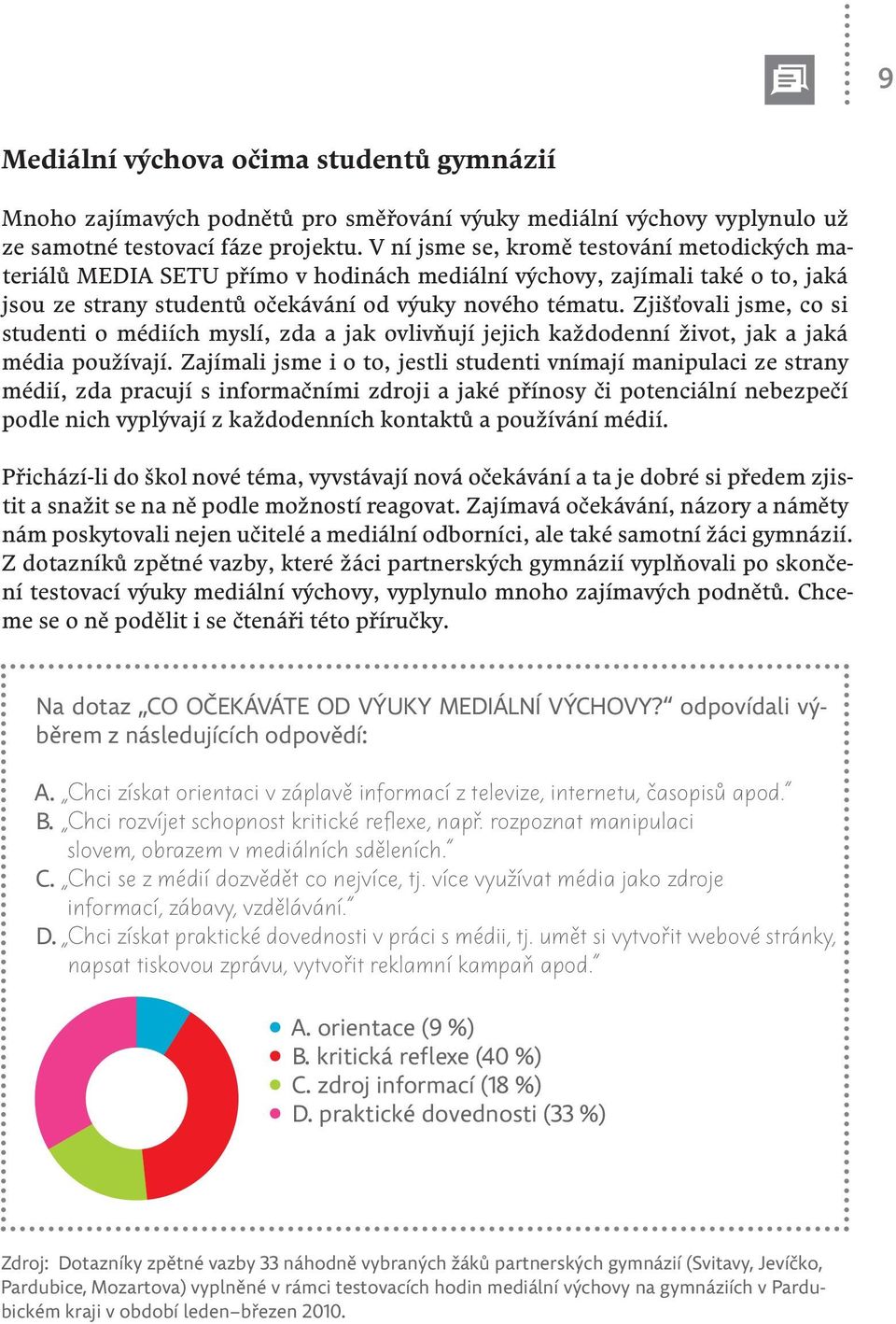 Zjišťovali jsme, co si studenti o médiích myslí, zda a jak ovlivňují jejich každodenní život, jak a jaká média používají.