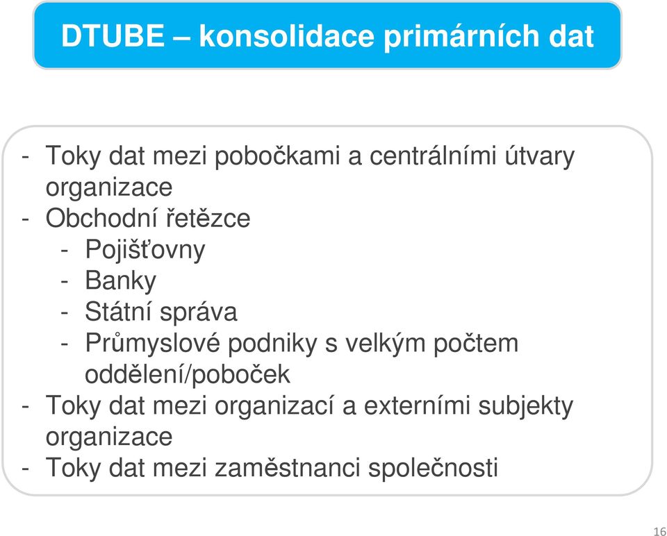 Průmyslové podniky s velkým počtem oddělení/poboček - Toky dat mezi