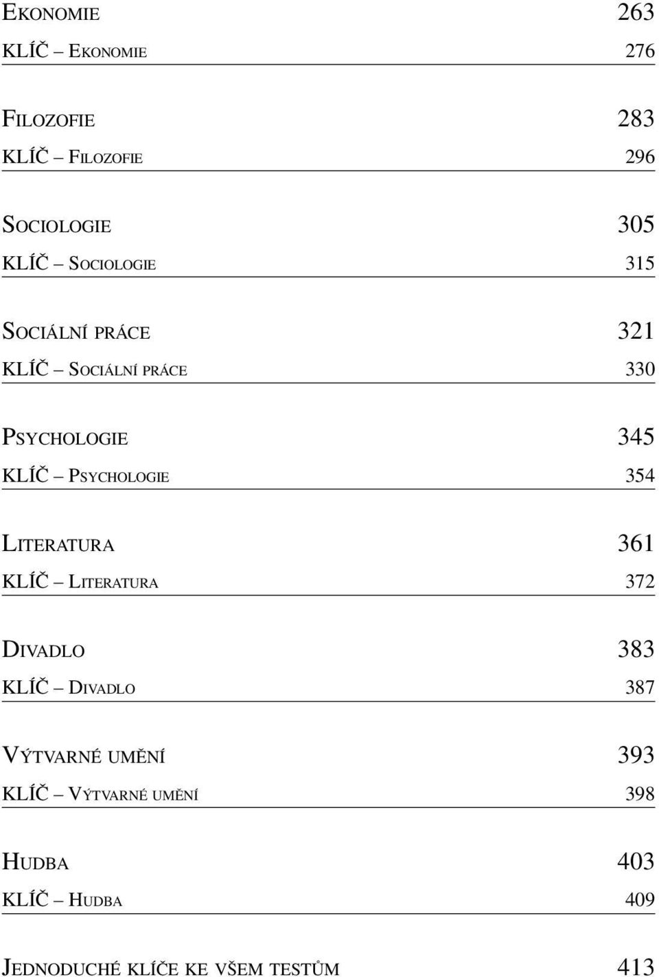 Psychologie 354 Literatura 361 KLÍČ Literatura 372 Divadlo 383 KLÍČ Divadlo 387