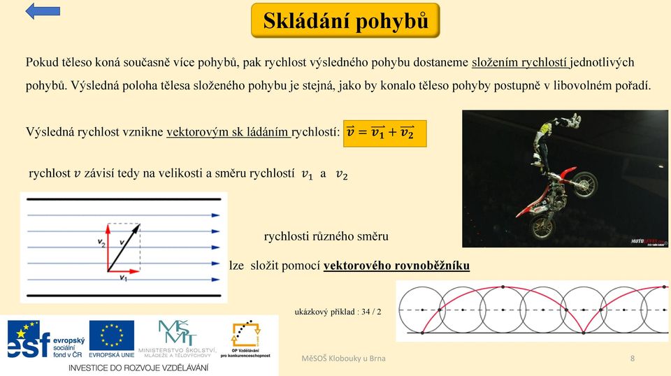 Výsledná poloha tělesa složeného pohybu je stejná, jako by konalo těleso pohyby postupně v libovolném pořadí.