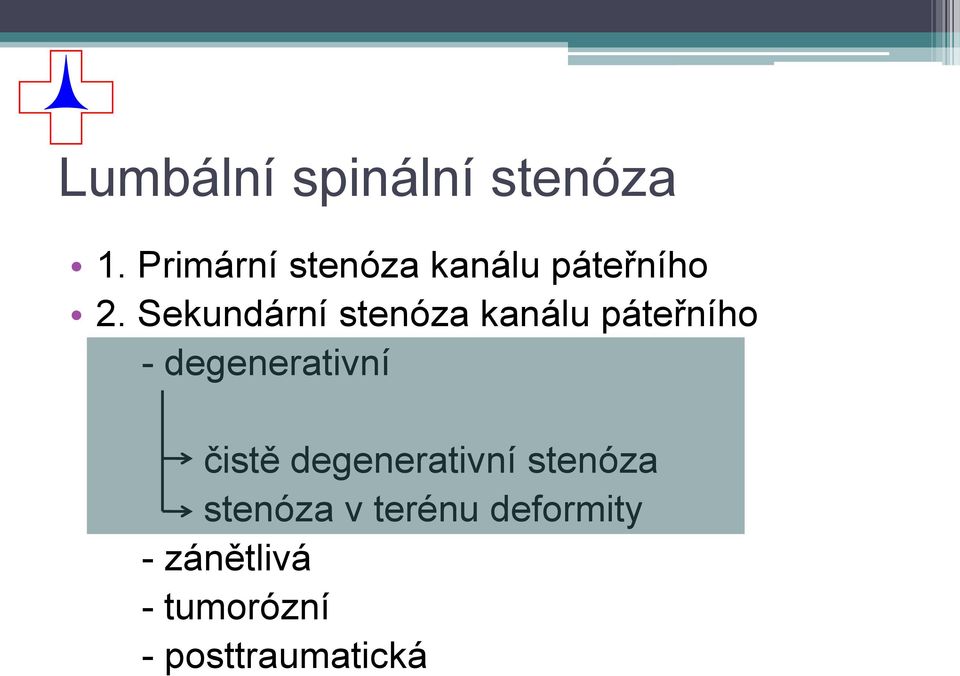 Primární stenóza kanálu páteřního 2.