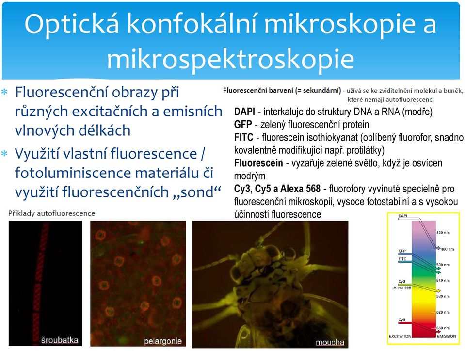 isothiokyanát (oblíbený fluorofor, snadno kovalentně modifikující např.