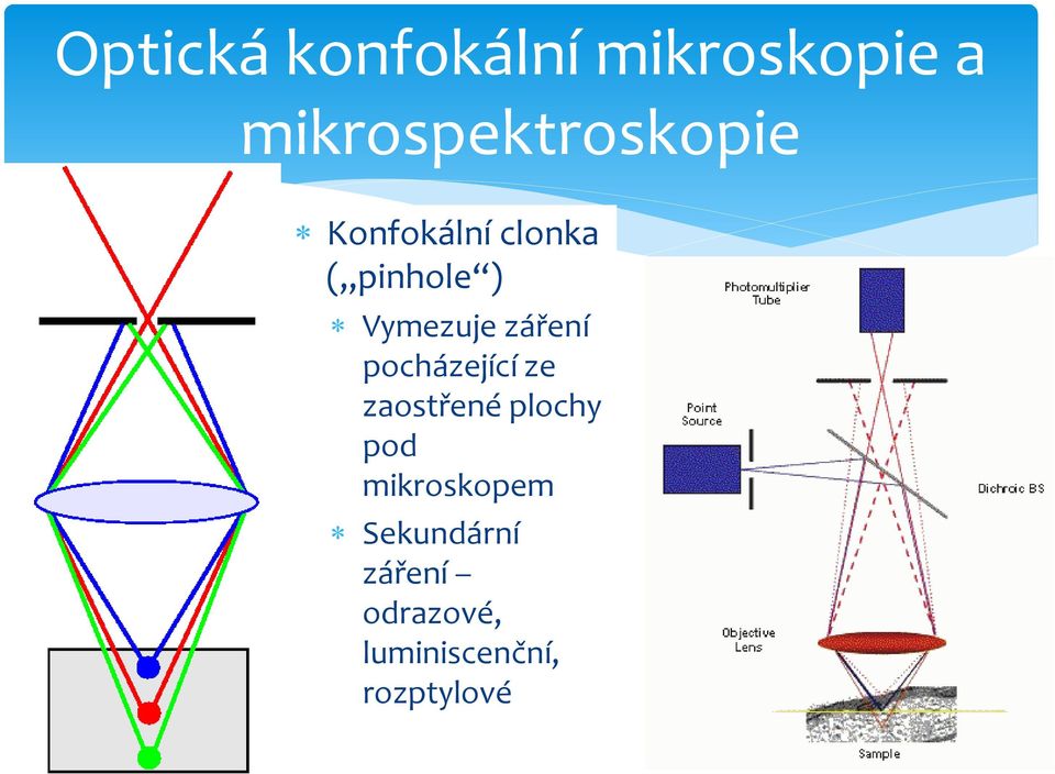 zaostřené plochy pod mikroskopem