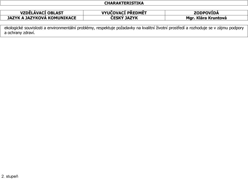 Klára Kruntová ekologické souvislosti a environmentální problémy,
