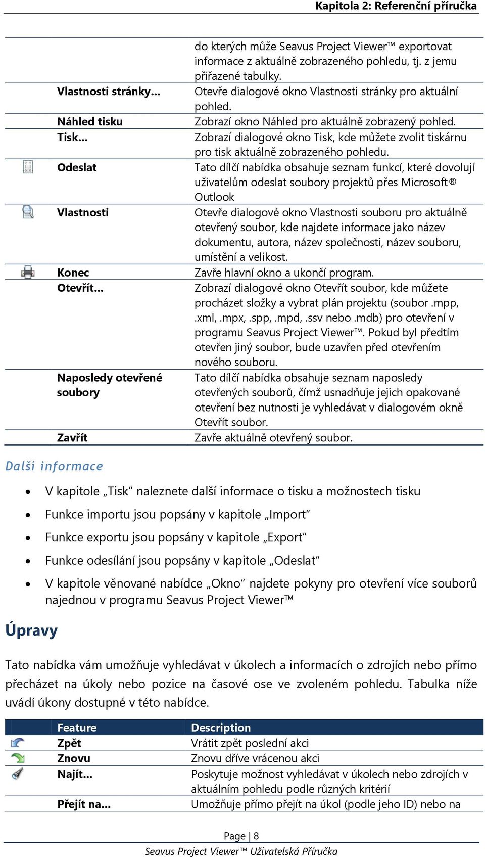 Zobrazí dialogové okno Tisk, kde můžete zvolit tiskárnu pro tisk aktuálně zobrazeného pohledu.