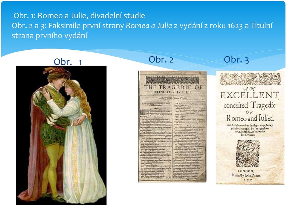 a Julie z vydání z roku 1623 a Titulní