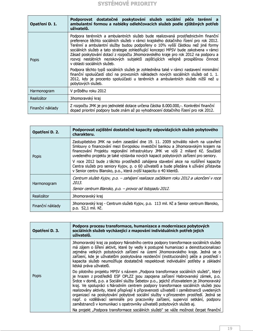 Terénní a ambulantní budou podpořeny o 10% vyšší částkou než jiné formy sociálních služeb a tato strategie zohledňující koncepci MPSV bude zakotvena v rámci Zásad poskytování dotací z rozpočtu