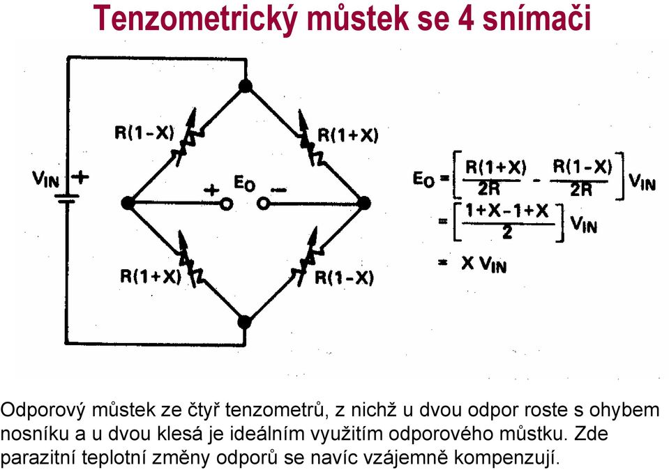 u dvou klesá je ideálním využitím odporového můstku.