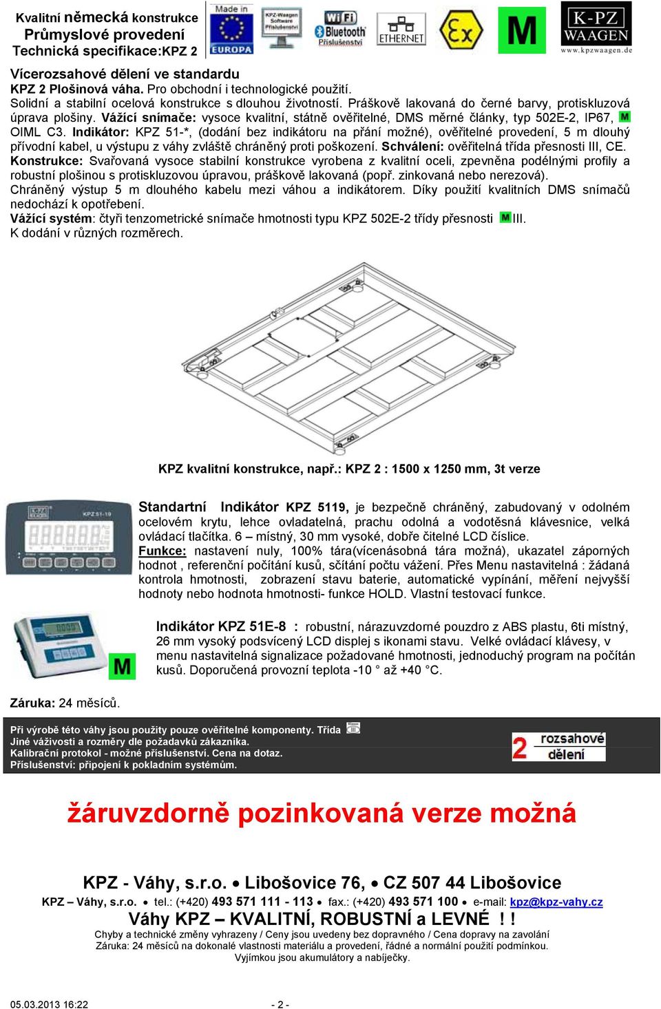 Plošinová váha Typ: KPZ 2 - PDF Stažení zdarma