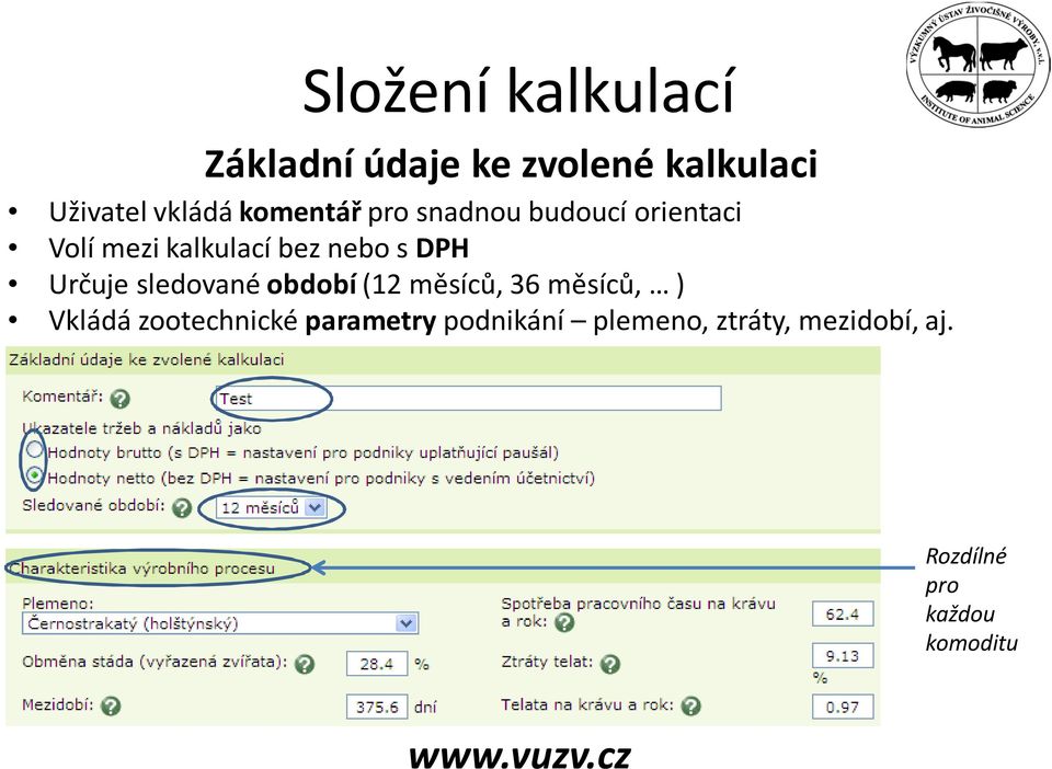 DPH Určuje sledované období(12 měsíců, 36 měsíců, ) Vkládá zootechnické