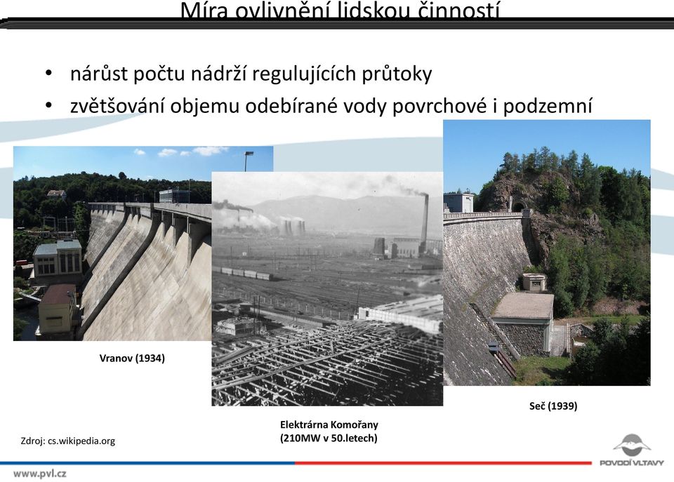 povrchové i podzemní Vranov (1934) Seč (1939) Zdroj: