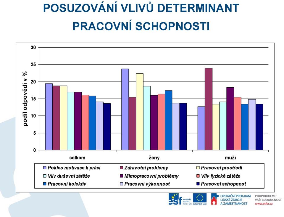 problémy Pracovní prostředí Vliv duševní zátěže Mimopracovní problémy