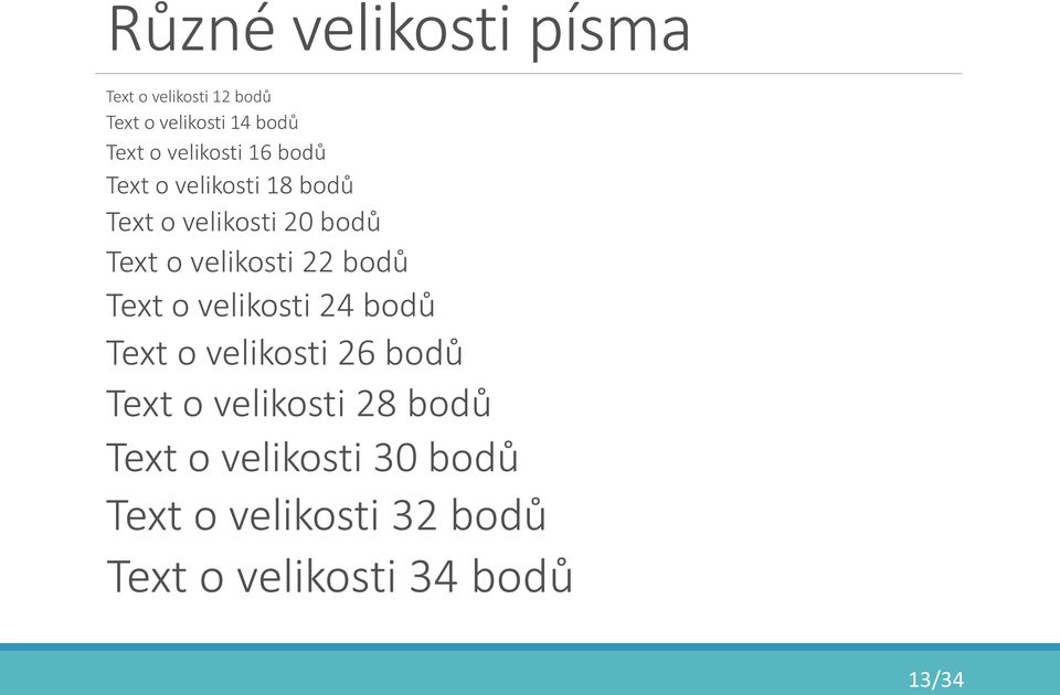 velikosti 22 bodů Text o velikosti 24 bodů Text o velikosti 26 bodů Text o