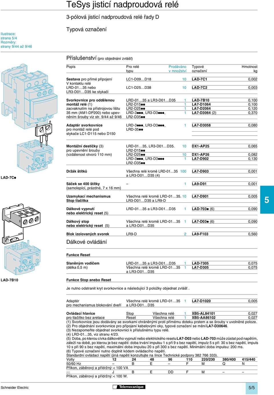 Svorkovnice pro oddělenou LRD-01 35 a LR3-D01 D35 1 LAD-7B10 0,100 montáž relé (1) LR2-D15ii 1 LA7-D1064 0,100 zacvaknutím na přístrojovou lištu LR2-D25ii 1 LA7-D2064 0,120 35 mm (AM1-DP200) nebo