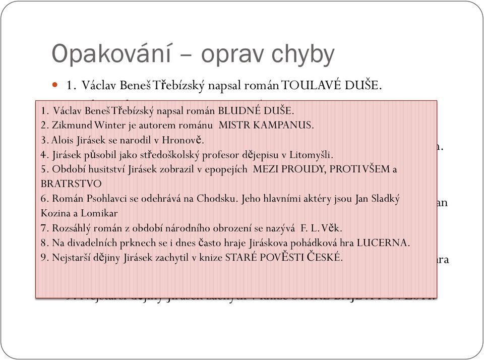 Jeho hlavními aktéry jsou Jan Hořký Kozina a Lomikámen 7. Rozsáhlý román z období národního obrození se nazývá K. P. Věk. 8.