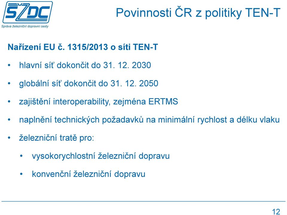 2030 globální síť dokončit do 31. 12.