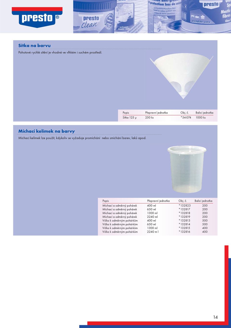 apod. Míchací a odmìrný pohárek 400 ml *132823 200 Míchací a odmìrný pohárek 650 ml *132817 200 Míchací a odmìrný pohárek 1300 ml *132818 200 Míchací
