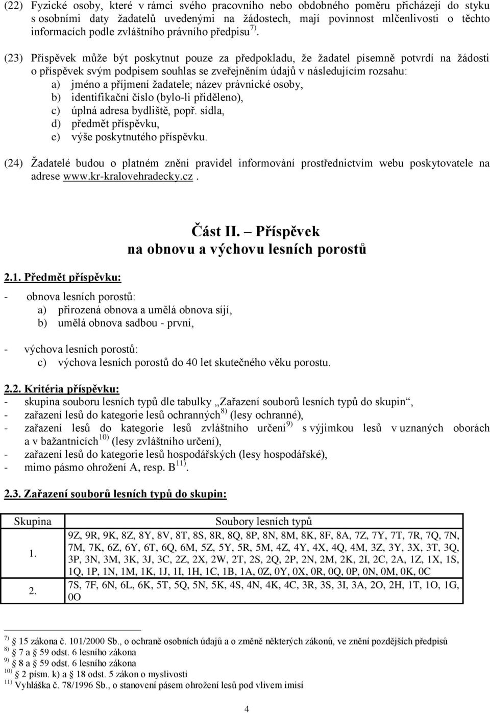 (23) Příspěvek může být poskytnut pouze za předpokladu, že žadatel písemně potvrdí na žádosti o příspěvek svým podpisem souhlas se zveřejněním údajů v následujícím rozsahu: a) jméno a příjmení