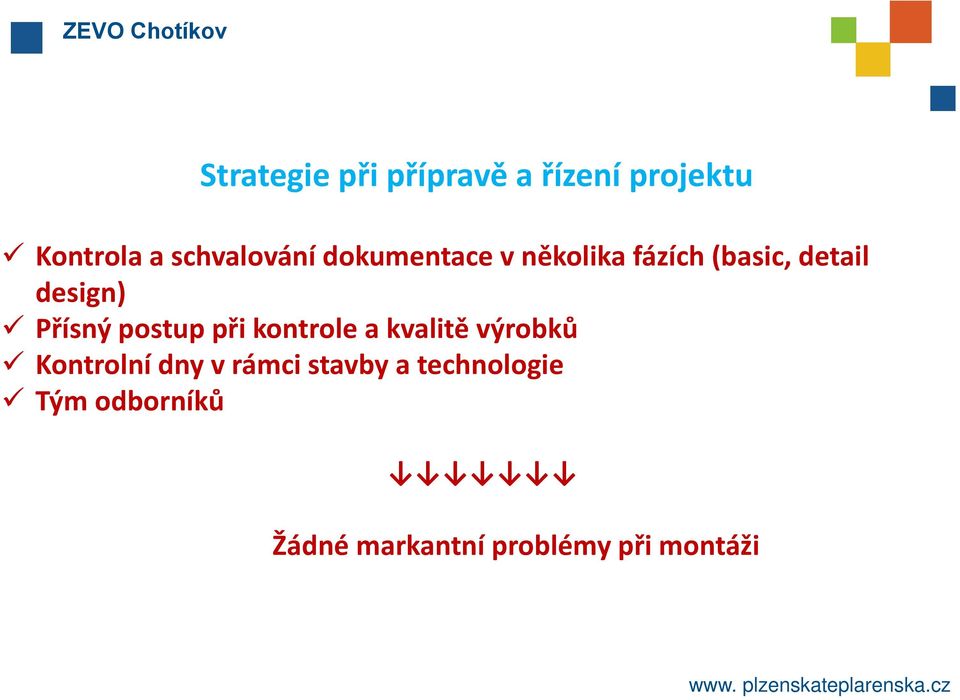 postup při kontrole a kvalitě výrobků Kontrolní dny v rámci stavby a