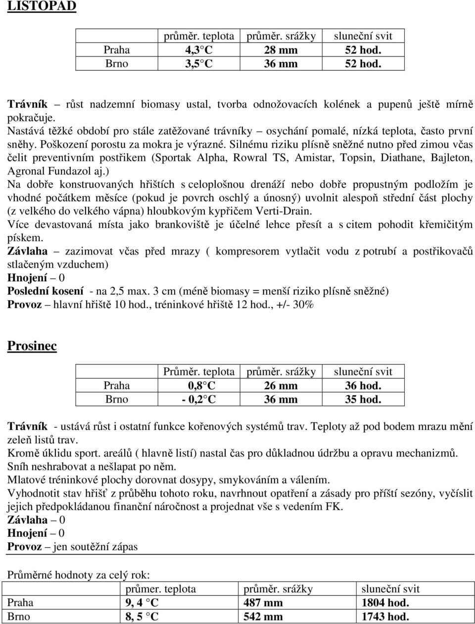 Silnému riziku plísně sněžné nutno před zimou včas čelit preventivním postřikem (Sportak Alpha, Rowral TS, Amistar, Topsin, Diathane, Bajleton, Agronal Fundazol aj.