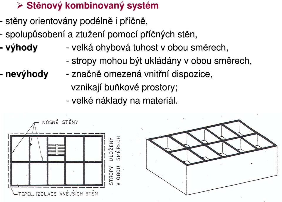 ohybová tuhost v obou směrech, - stropy mohou být ukládány v obou směrech, -