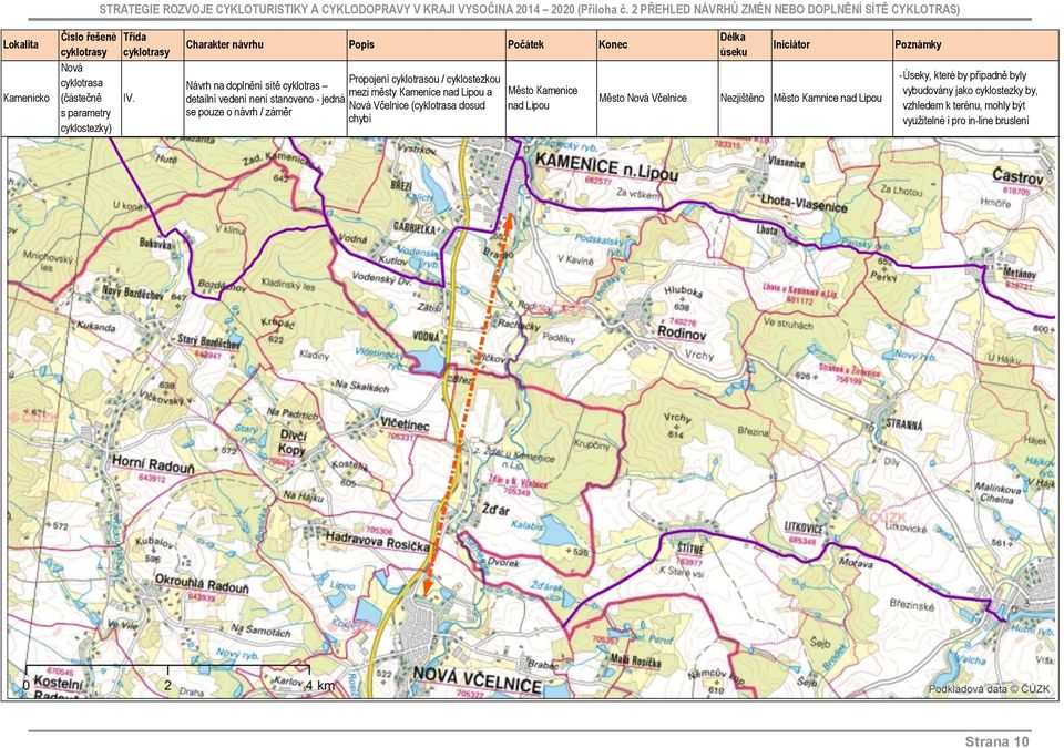 Lipou a detailní vedení není stanoveno - jedná Nová Včelnice (cyklotrasa dosud se pouze o návrh / záměr chybí Město