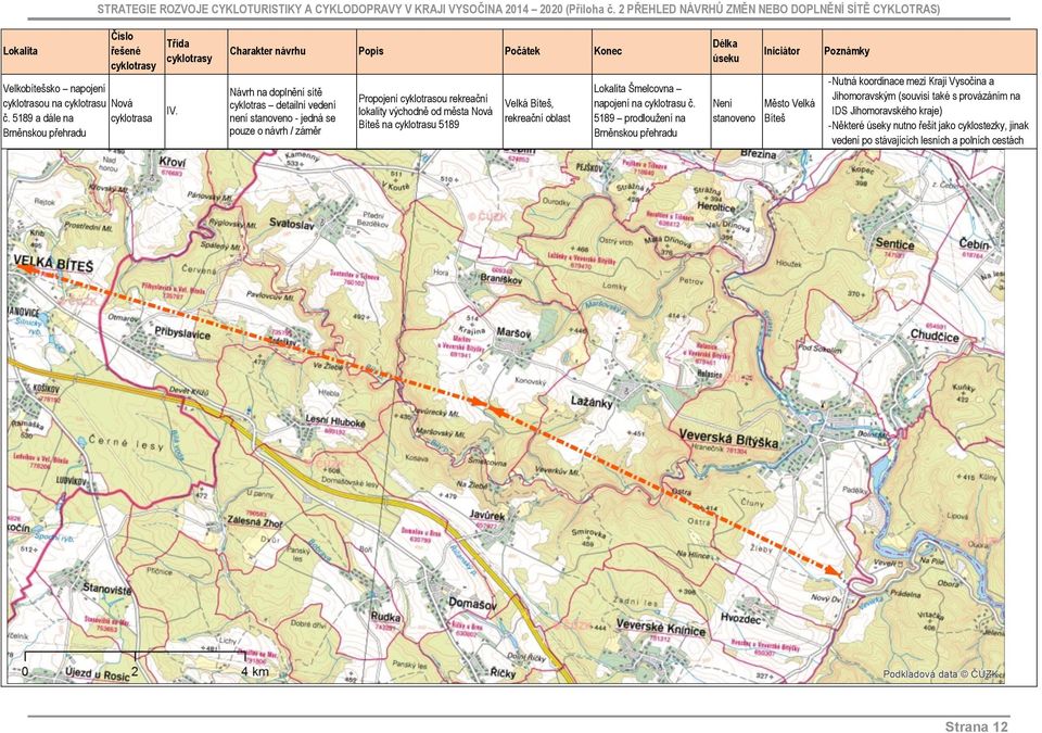 Bíteš na cyklotrasu 5189 Velká Bíteš, rekreační oblast Šmelcovna napojení na cyklotrasu č.