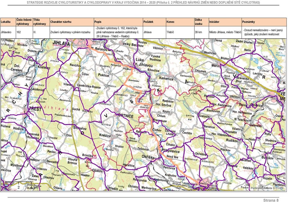 26 (Jihlava - Třebíč Raabs) Jihlava Třebíč 39 km Město