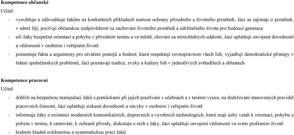 uplatňují osvojené dovednosti a vědomosti v osobním i veřejném životě - prezentuje fakta a argumenty pro utváření postojů a hodnot, které respektují rovnoprávnost všech lidí, vyjadřují demokratické