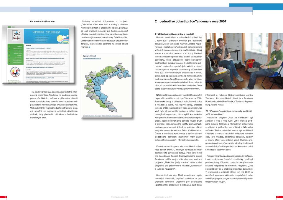 Stránky obsahují informace o projektu Odmalička Von klein auf a zprávy o přeshraničních projektech v předškolní oblasti, připravují se také pracovní materiály pro české a německé učitelky mateřských