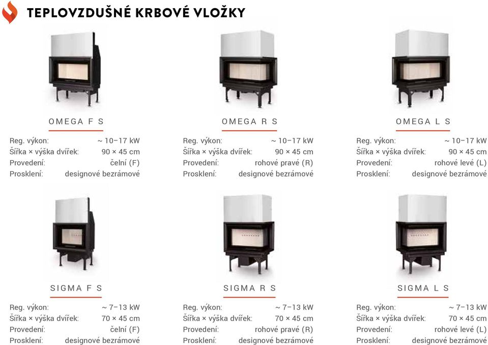 bezrámové OMEGA L S ~ 10 17 kw 90 45 cm designové bezrámové SIGMA F S