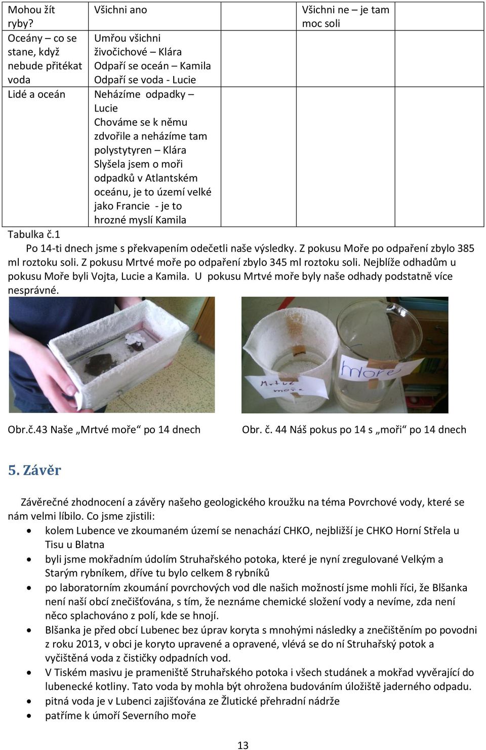 Chováme se k němu zdvořile a neházíme tam polystytyren Klára Slyšela jsem o moři odpadků v Atlantském oceánu, je to území velké jako Francie - je to hrozné myslí Kamila Tabulka č.