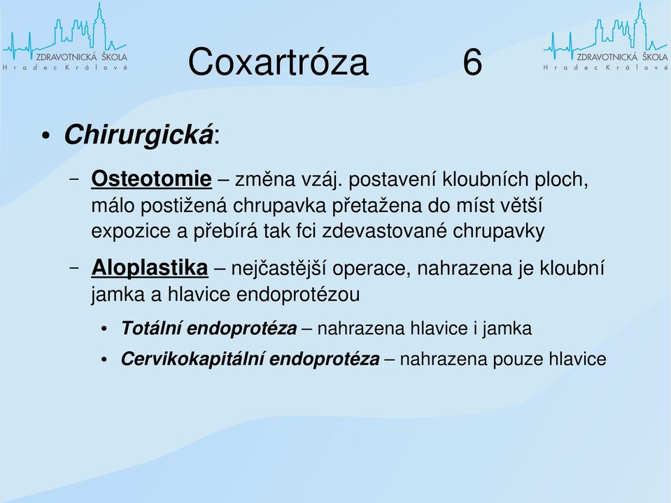 přebírá tak fci zdevastované chrupavky Aloplastika nejčastější operace, nahrazena je