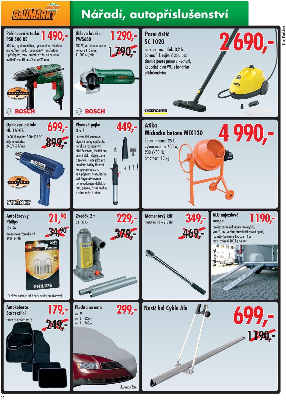 provozní tlak: 3,2 bar, objem: 1 l, zajistí čistotu bez chemie pouze párou v kuchyni, koupelně a na WC, s bohatým příslušenstvím 2 690,- Opalovací pistole HL 1610S 1600 W, teplota: 300/500 C, objem