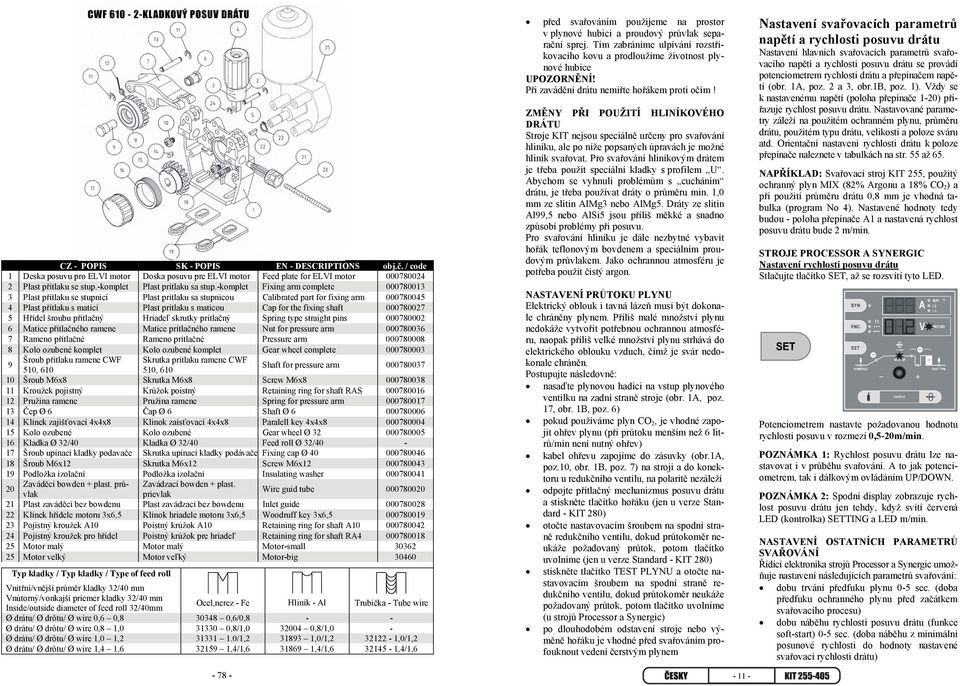 -komplet Fixing arm complete 000780013 3 Plast přítlaku se stupnicí Plast prítlaku sa stupnicou Calibrated part for fixing arm 000780045 4 Plast přítlaku s maticí Plast prítlaku s maticou Cap for the