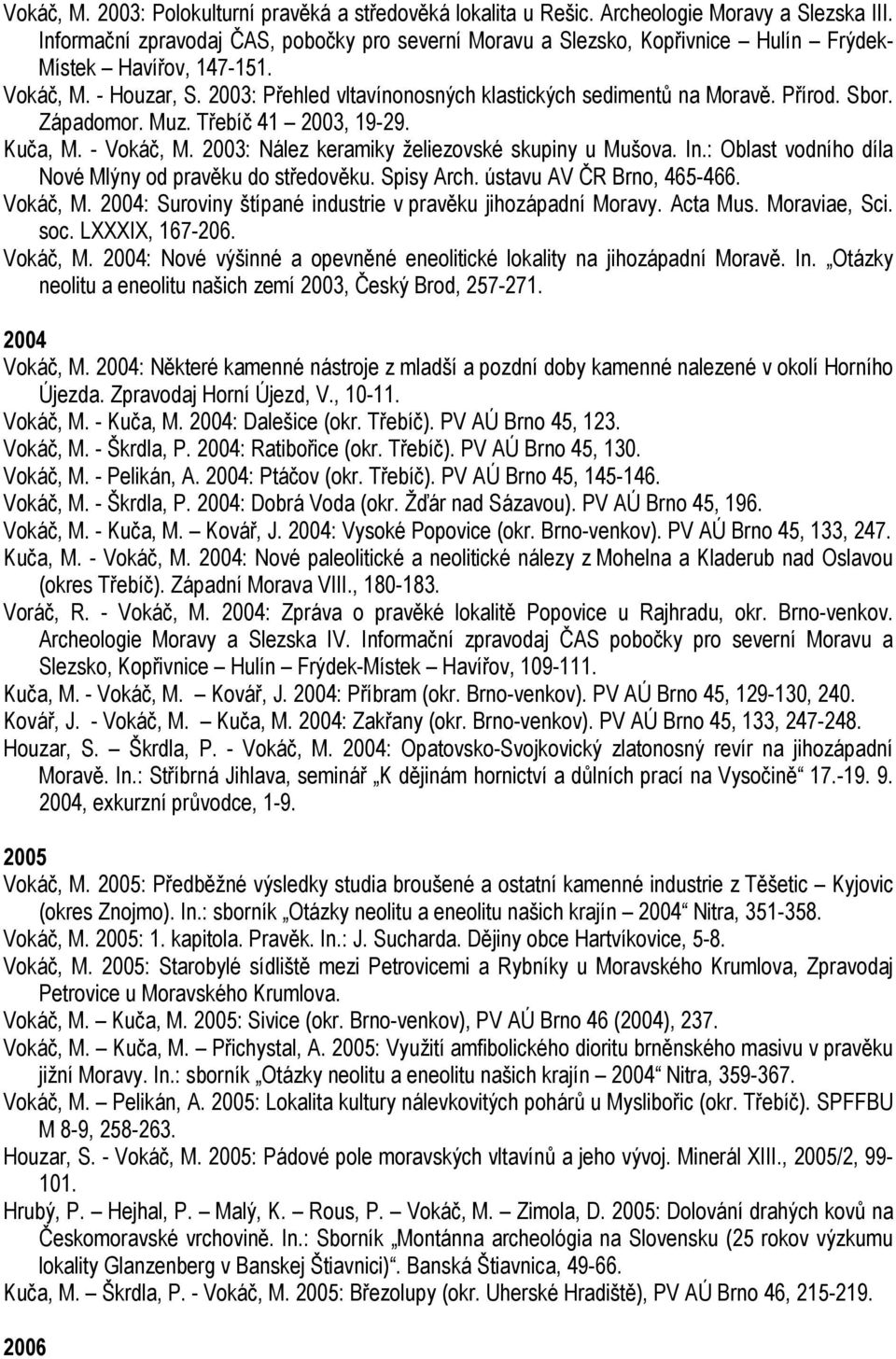 Přírod. Sbor. Západomor. Muz. Třebíč 41 2003, 19-29. Kuča, M. - Vokáč, M. 2003: Nález keramiky želiezovské skupiny u Mušova. In.: Oblast vodního díla Nové Mlýny od pravěku do středověku. Spisy Arch.