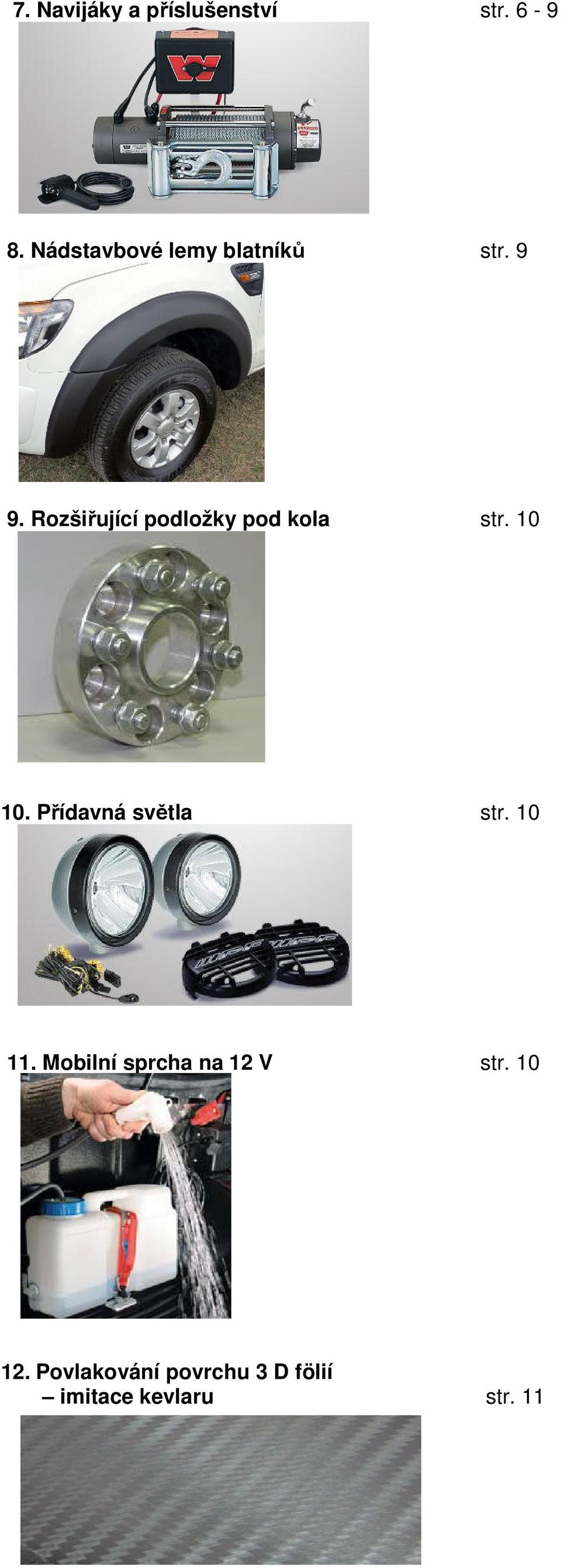 Rozšiřující podložky pod kola str. 10 10.