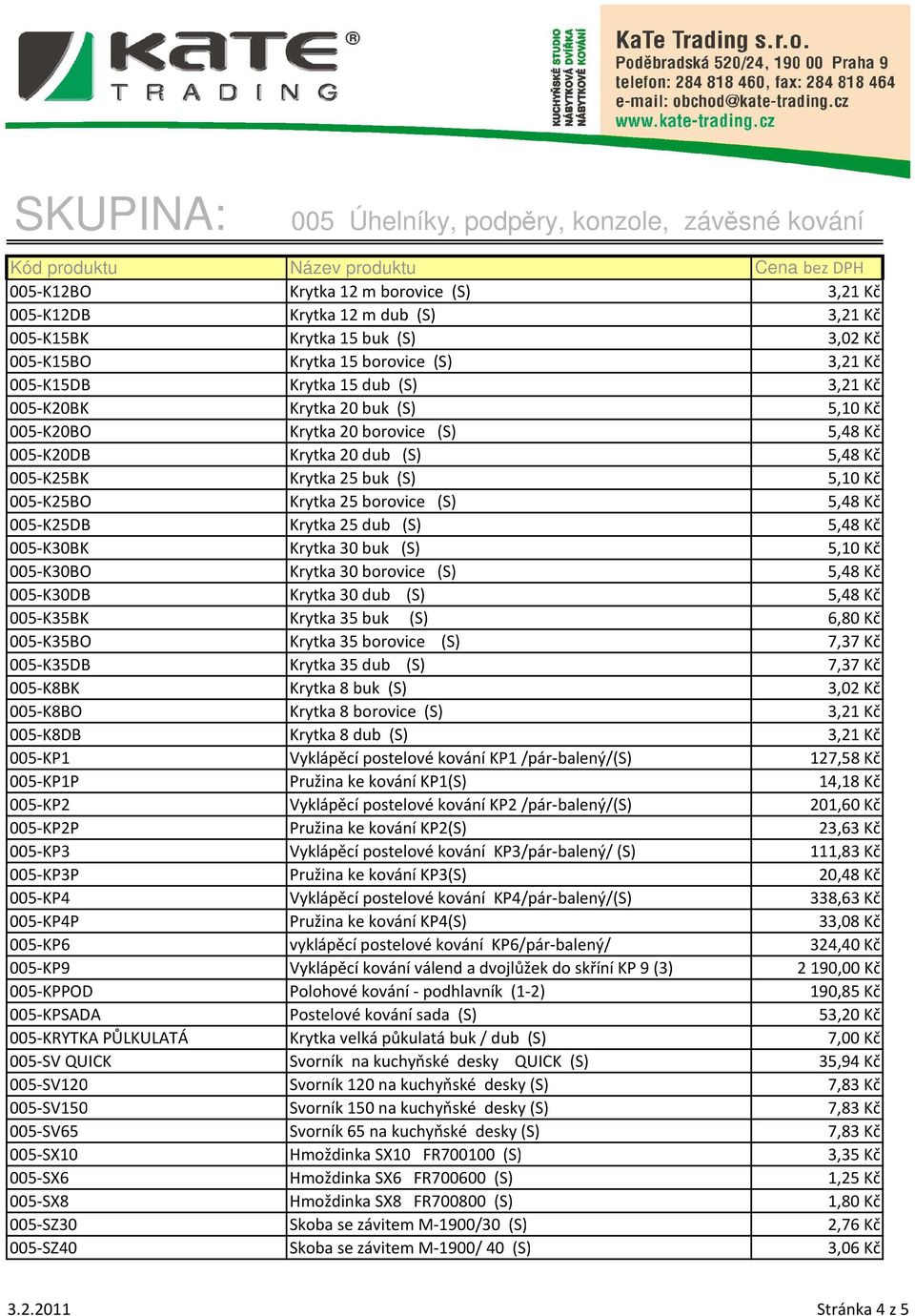 Krytka 25 dub (S) 5,48 Kč 005-K30BK Krytka 30 buk (S) 5,10 Kč 005-K30BO Krytka 30 borovice (S) 5,48 Kč 005-K30DB Krytka 30 dub (S) 5,48 Kč 005-K35BK Krytka 35 buk (S) 6,80 Kč 005-K35BO Krytka 35