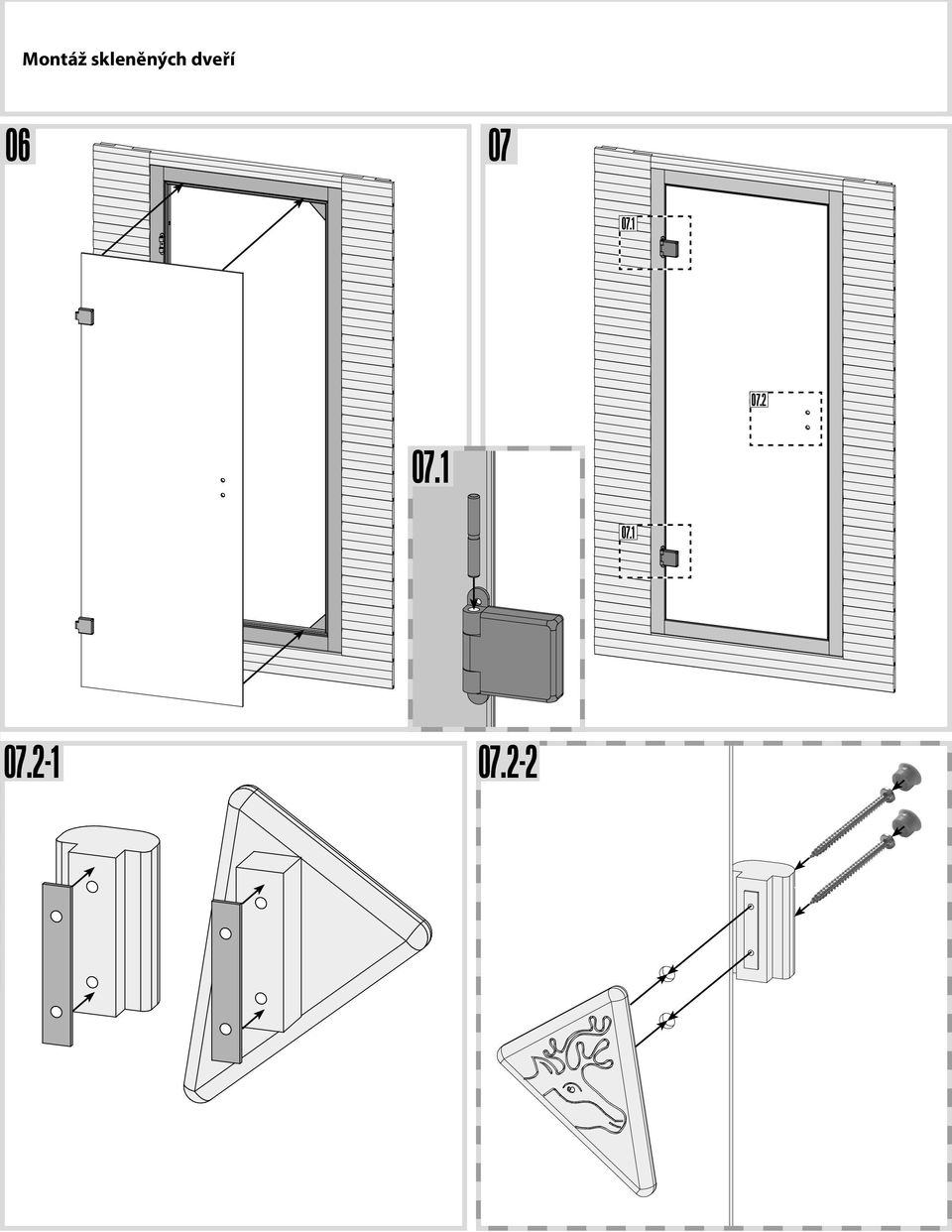 glazen deur Montaje de la puerta de cristal