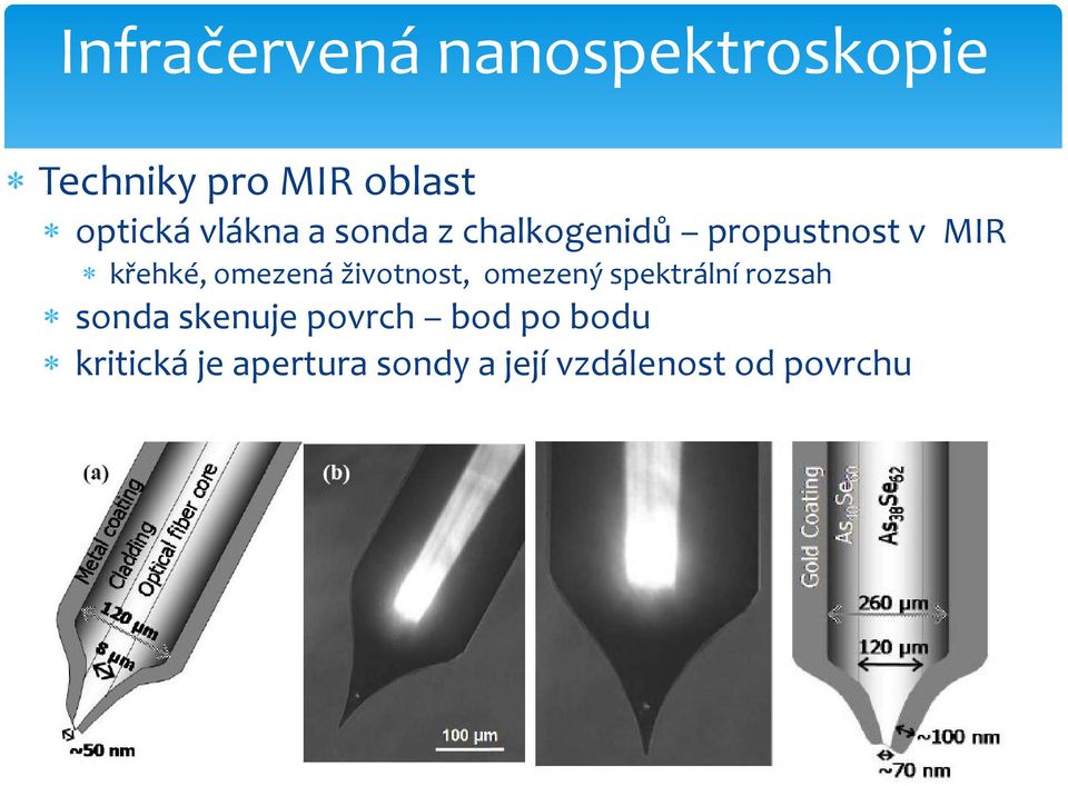 omezená životnost, omezený spektrální rozsah sonda skenuje